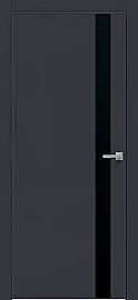 Дверь межкомнатная "Design-702" Дарк блю, вставка Лакобель черный, кромка-ABS