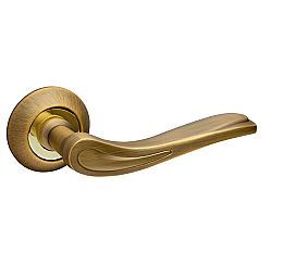Ручка раздельная для входной и межкомнатной двери «MELODY RM AB/GP-7» Бронза/Золото