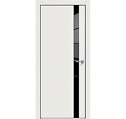 Дверь межкомнатная "Concept-702" Белоснежно матовый стекло Лакобель черный, кромка-чёрная матовая