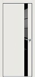 Дверь межкомнатная "Concept-702" Белоснежно матовый стекло Лакобель черный, кромка-чёрная матовая