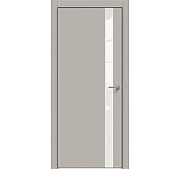Дверь межкомнатная "Concept-702" Шелл грей стекло Лакобель белое, кромка-чёрная матовая