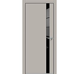 Дверь межкомнатная "Concept-702" Шелл грей стекло Лакобель черное, кромка-чёрная матовая