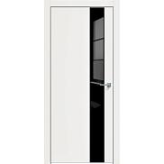 Дверь межкомнатная "Concept-703" Белоснежно матовый, вставка Лакобель чёрный, кромка-матовый хром