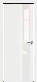 Дверь межкомнатная  "Concept-703" Белоснежно матовый стекло Лакобель белый, кромка-матовый хром