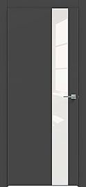 Дверь межкомнатная  "Concept-703" Дарк грей стекло Лакобель белый, кромка-чёрная матовая