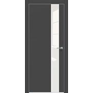 Дверь межкомнатная  "Concept-703" Дарк грей стекло Лакобель белый, кромка-матовый хром