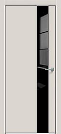 Дверь межкомнатная "Concept-703" Лайт грей, вставка Лакобель чёрный, кромка-чёрная матовая