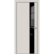 Дверь межкомнатная "Concept-703" Лайт грей, вставка Лакобель чёрный, кромка-чёрная матовая