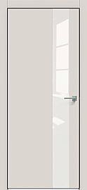 Дверь межкомнатная  "Concept-703" Лайт грей стекло Лакобель белый, кромка-чёрная матовая