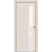 Дверь межкомнатная  "Concept-703" Магнолия стекло Лакобель белый, кромка-чёрная матовая