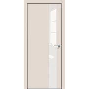 Дверь межкомнатная  "Concept-703" Магнолия стекло Лакобель белый, кромка-матовый хром