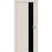 Дверь межкомнатная "Concept-703" Магнолия, вставка Лакобель чёрный, кромка-ABS