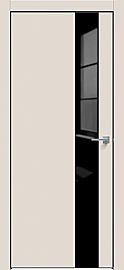 Дверь межкомнатная "Concept-703" Магнолия, вставка Лакобель чёрный, кромка-чёрная матовая