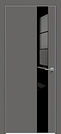 Дверь межкомнатная "Concept-703" Медиум грей, вставка Лакобель чёрный, кромка-матовый хром