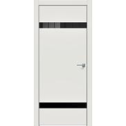 Дверь межкомнатная "Concept-704" Белоснежно матовый, вставка Лакобель черный, кромка-матовый хром