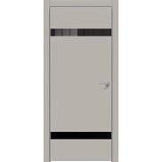 Дверь межкомнатная "Concept-704" Шелл грей, вставка Лакобель черный, кромка-матовый хром