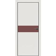 Дверь межкомнатная "Concept-707" Белоснежно матовый, вставка Лофт ред, кромка-чёрная матовая