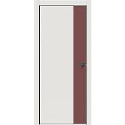Дверь межкомнатная "Concept-708" Белоснежно матовый, вставка Лофт ред, кромка-чёрная матовая