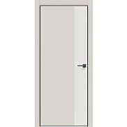 Дверь межкомнатная "Concept-708" Лайт грей, вставка Белоснежно матовый, кромка-чёрная матовая