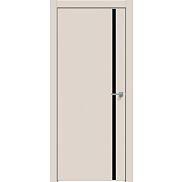 Дверь межкомнатная "Concept-711" Магнолия, вставка Лакобель чёрный, кромка-матовый хром