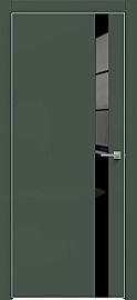 Дверь межкомнатная "Design-702" Дарк грин, вставка Лакобель черный, кромка-матовый хром