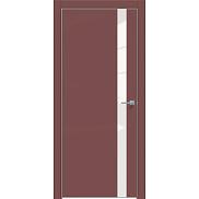 Дверь межкомнатная "Design-702" Лофт ред, вставка Лакобель белый, кромка-матовый хром