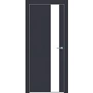 Дверь межкомнатная  "Design-703" Дарк блю стекло Лакобель белый, кромка ABS