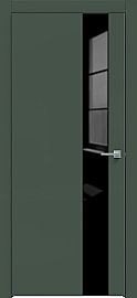 Дверь межкомнатная "Design-703" Дарк грин, вставка Лакобель чёрный, кромка-чёрная матовая