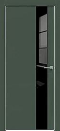 Дверь межкомнатная "Design-703" Дарк грин, вставка Лакобель чёрный, кромка-ABS