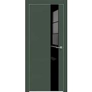 Дверь межкомнатная "Design-703" Дарк грин, вставка Лакобель чёрный, кромка-ABS