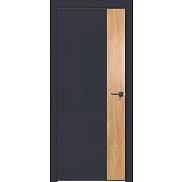 Дверь межкомнатная "Design-708" Дарк блю, вставка Дуб винчестер светлый, кромка-чёрная матовая
