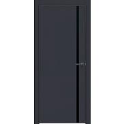 Дверь межкомнатная "Design-711" Дарк блю, вставка Лакобель чёрный, кромка-чёрная матовая