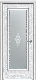 Дверь межкомнатная "Future-591" Дуб патина серый, стекло Сатин белый лак перламутр