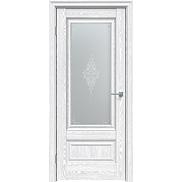 Дверь межкомнатная "Future-599" Дуб патина серый, стекло  Сатин белый лак перламутр