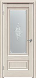 Дверь межкомнатная "Future-599" Дуб Серена керамика, стекло  Сатин белый лак перламутр