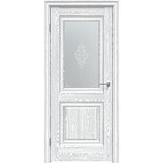 Дверь межкомнатная "Future-621" Дуб патина серый, стекло Сатин белый лак перламутр