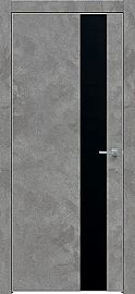 Дверь межкомнатная  "Future-703" Бетон темно-серый стекло Лакобель чёрный, кромка ABS