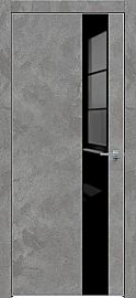 Дверь межкомнатная  "Future-703" Бетон темно-серый стекло Лакобель чёрный, кромка-матовый хром
