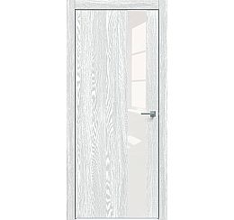 Дверь межкомнатная  "Future-703" Дуб патина серый стекло Лакобель белый, кромка-матовый хром