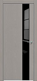 Дверь межкомнатная "Future-703" Дуб Серена каменно-серый, вставка Лакобель чёрный, кромка-матовый хром