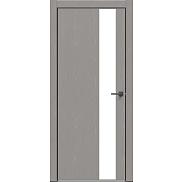 Дверь межкомнатная  "Future-703" Дуб Серена каменно-серый стекло Лакобель белый, кромка-чёрная матовая