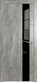 Дверь межкомнатная "Future-703" Дуб винчестер серый, вставка Лакобель чёрный, кромка-матовый хром