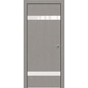 Дверь межкомнатная "Future-704" Дуб Серена каменно-серый, вставка Лакобель белый, кромка-чёрная матовая