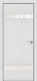Дверь межкомнатная "Future-704" Дуб Серена светло-серый, вставка Лакобель белый, кромка-чёрная матовая