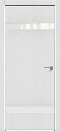 Дверь межкомнатная "Future-704" Дуб Серена светло-серый, вставка Лакобель белый, кромка-матовый хром