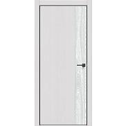 Дверь межкомнатная "Future-708" Дуб Серена светло-серый, вставка Дуб патина серый, кромка-чёрная матовая