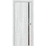 Дверь межкомнатная "Future-711" Дуб патина серый, вставка Лакобель чёрный, кромка-матовый хром