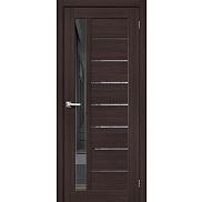 Дверь межкомнатная из эко шпона «Браво-27» Wenge Melinga остекление Mirox Grey