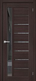 Дверь межкомнатная из эко шпона «Браво-27» Wenge Melinga остекление Mirox Grey