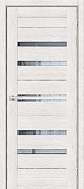 Дверь межкомнатная из эко шпона «Браво-30» Bianco Veralinga остекление Mirox Grey
